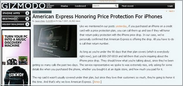 American Express Price Drop Protection