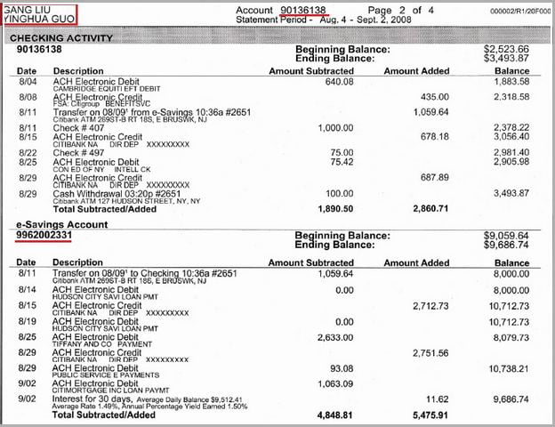 Bank Of America Joint Account Statement