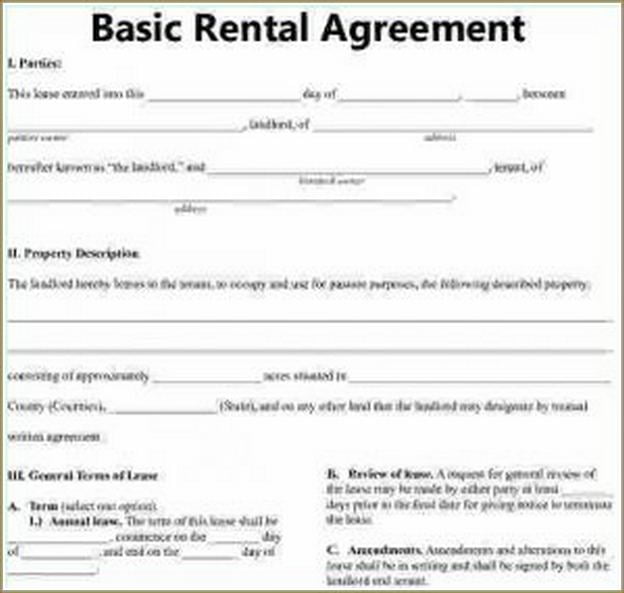 Basic Rental Agreement Or Residential Lease Florida