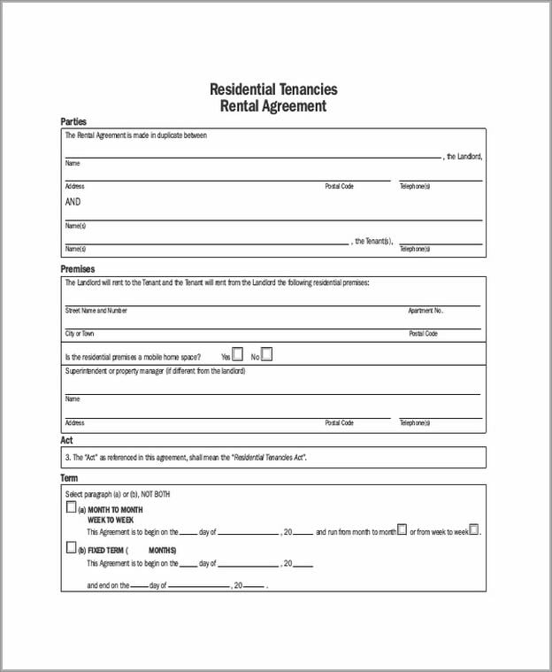 Blank Lease Agreement Forms