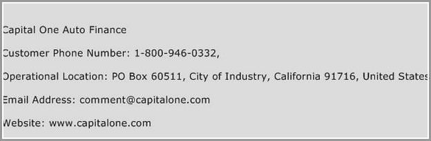 Capital One Auto Loan Customer Service