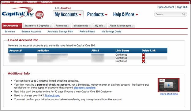 Capital One Bank Customer Service Checking Account