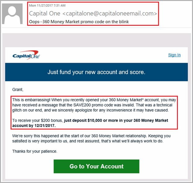 Capital One Money Market Bonus 2018