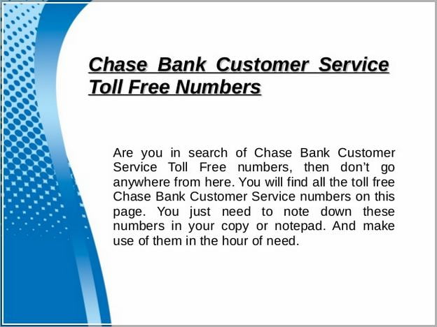 Chase Toll Free Number From India