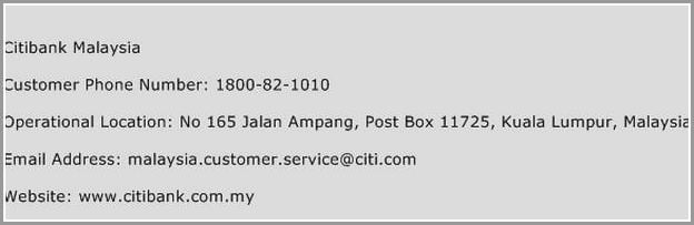 Citibank Customer Service Phone Number Malaysia