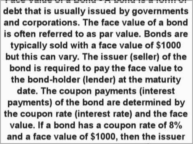 Face Value Definition Finance