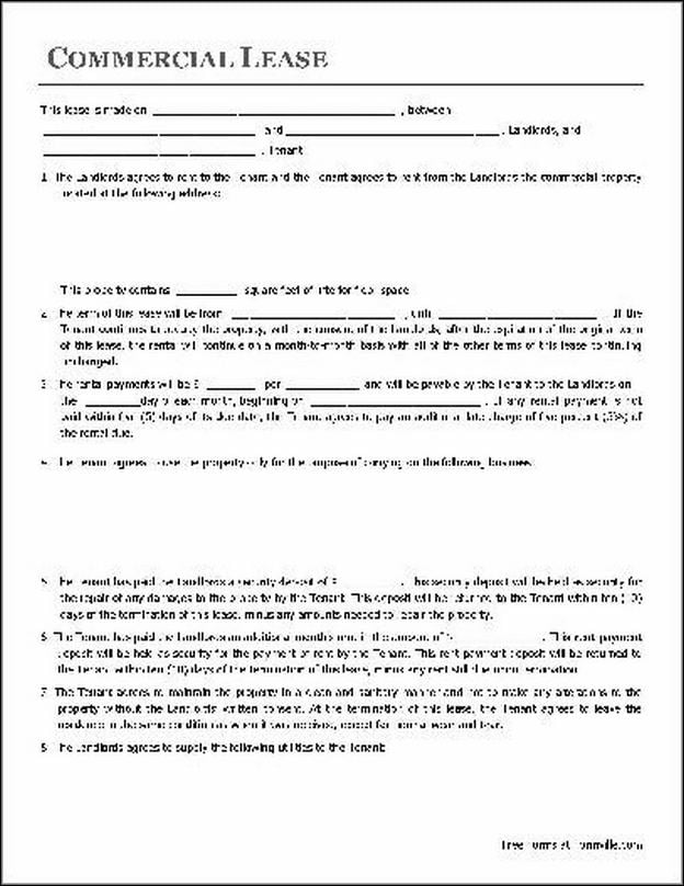 Free Commercial Lease Agreement Template Word