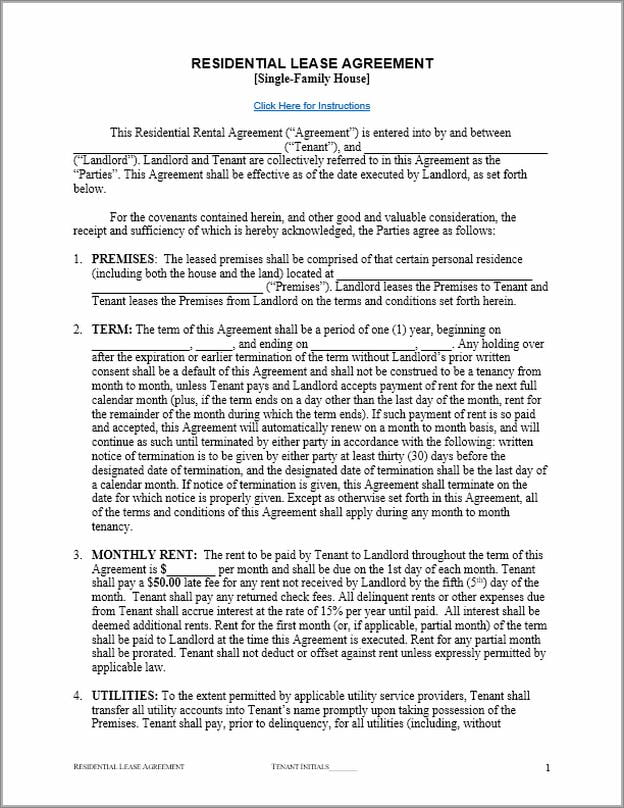 Free Lease Agreement Template Word