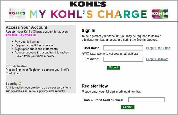 Kohl's Charge Account Pay Bill Phone