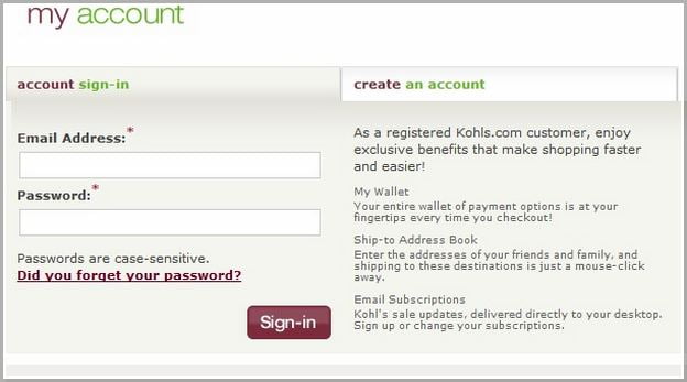 Kohls Credit Card Sign In