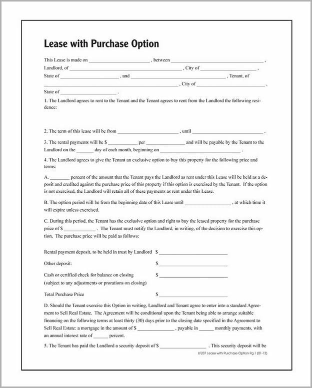 Lease With Option To Buy