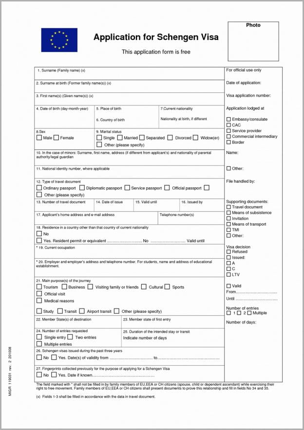 Schengen Visa Application Form Germany Pdf