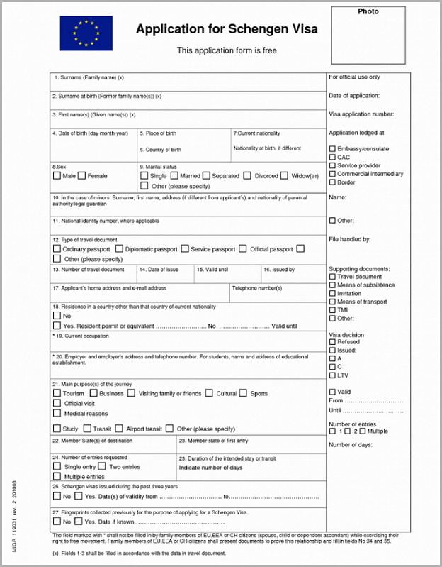 Schengen Visa Application Form Germany