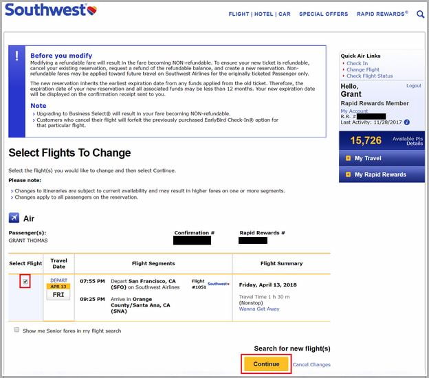 Southwest Travel Funds For Hotel