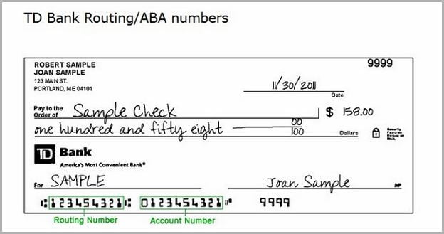 Td Bank Aba Routing Number Canada