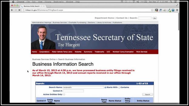 Tennessee Secretary Of State Business Search