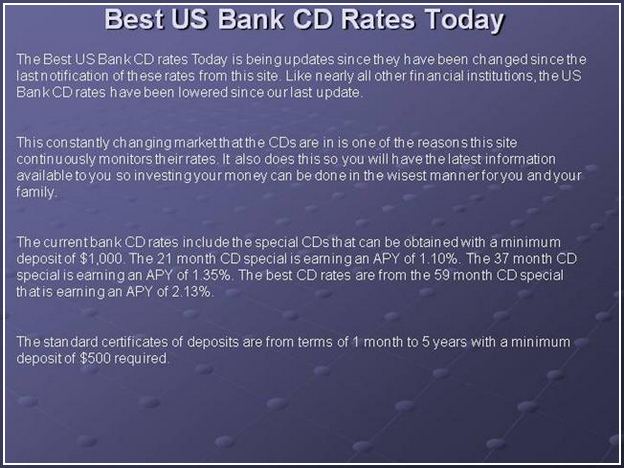 Us Bank Cd Rates 2017