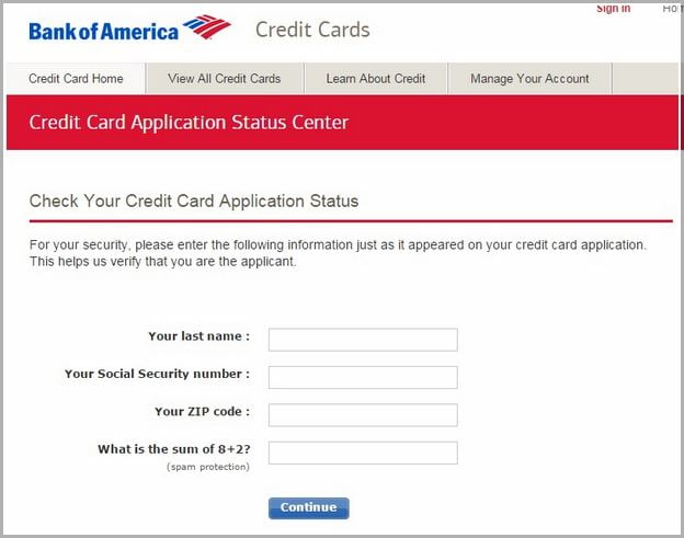 Bank Of America Business Credit Card Application Status
