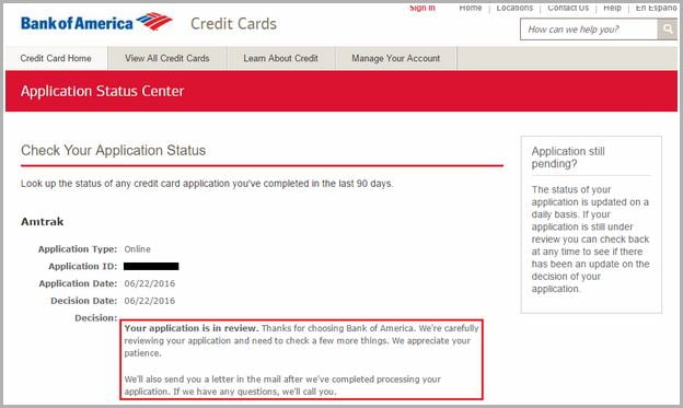 Bank Of America Small Business Credit Card Application Status