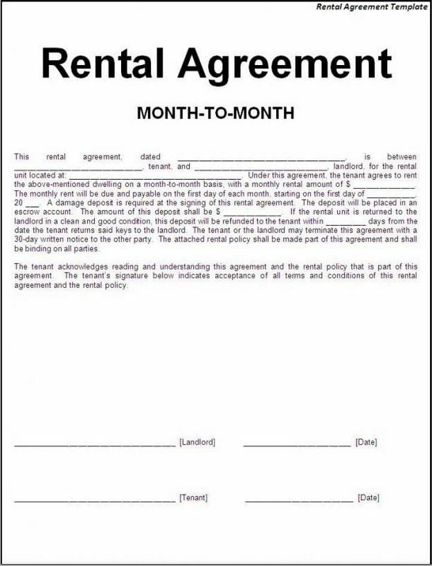 Basic Rental Agreement Or Residential Lease Fillable