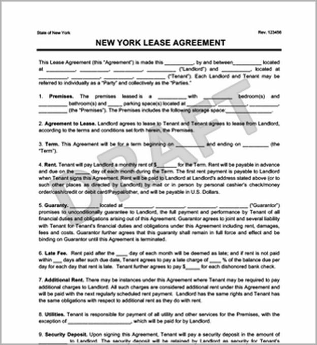 Blank Lease Agreement Ny