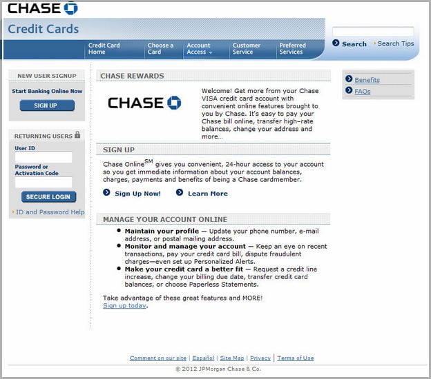 Chase Bank Credit Card Login