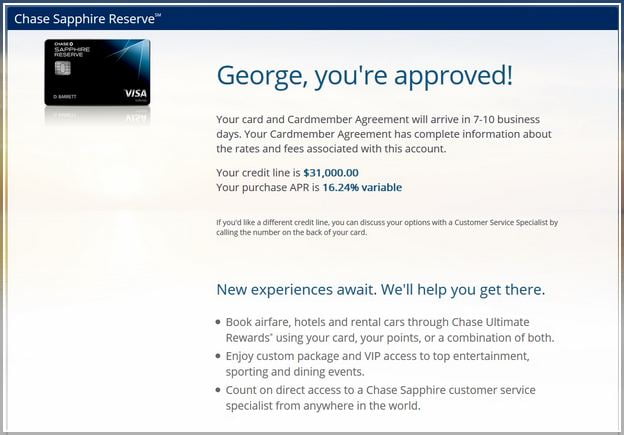 Chase Sapphire Reserve Credit Score Approval