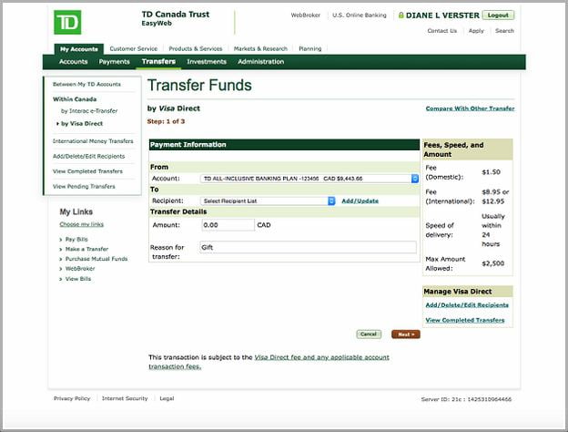 How To Wire Money Online Td Bank