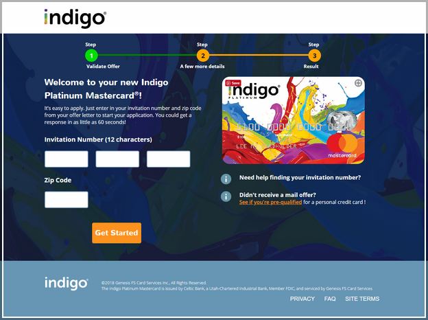 Indigo Financial Credit Card Login