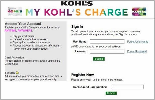 Kohl's Charge Card Payment Online