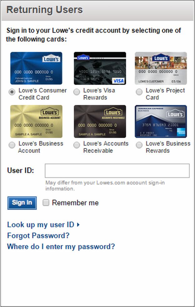 Lowes Credit Card Log In