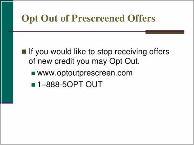 Opt Out Of Prescreened Credit Card Offers