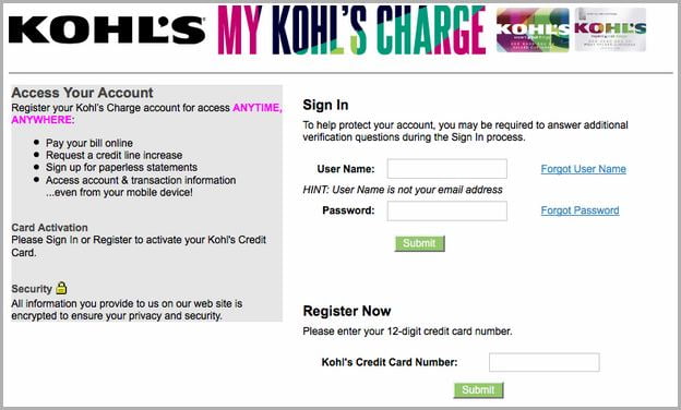 Pay My Kohl's Card Bill