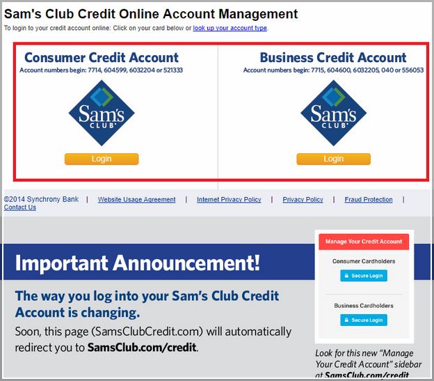 Sam s Club Credit Card Login Payment