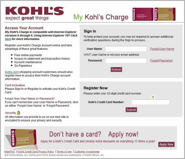 Sign Up For Kohl's Credit Card