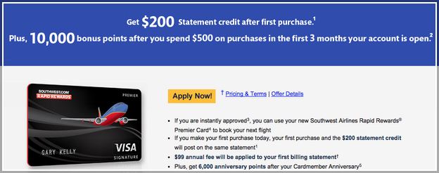 Southwest Credit Card Offers 40000 Points