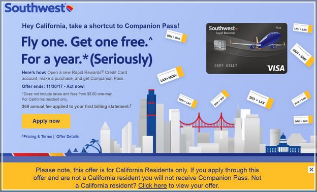Southwest Credit Card Offers California