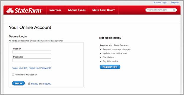 State Farm Insurance Login Page